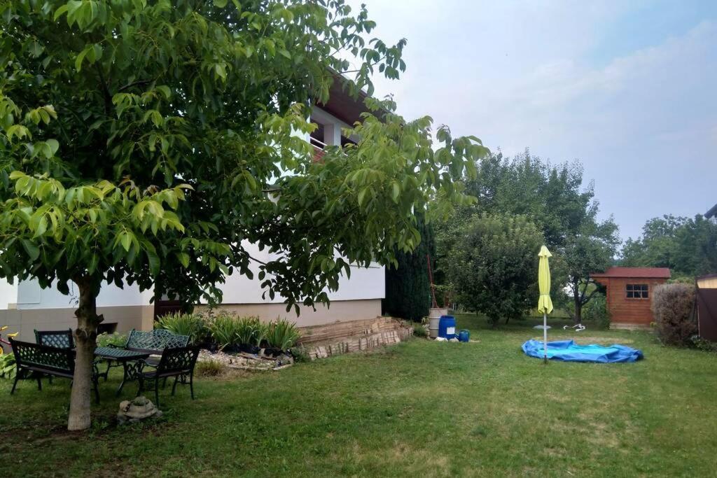 Rodinný apartmán s posedením pod košatým orechom. Trávnica Exterior foto